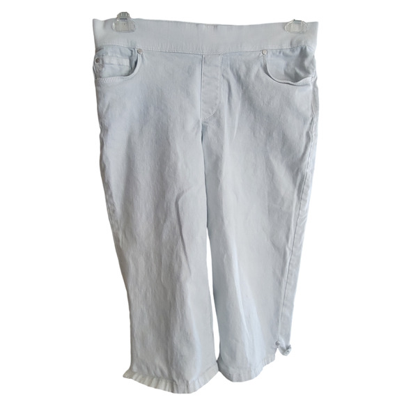 Gloria Vanderbilt White Jeans Size 6 All Around Slimming Effect 5 pocket Capri - Picture 8 of 11